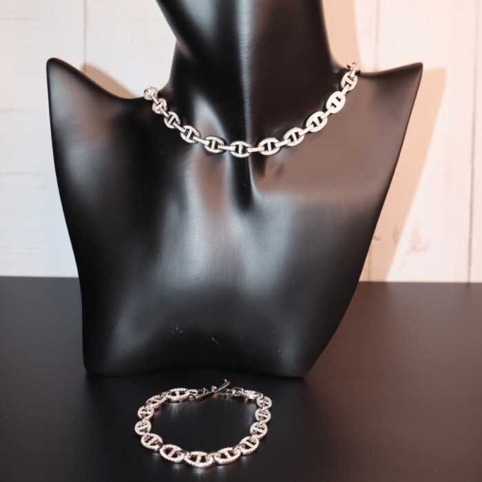 Luxury Evening Zircon Necklace & bracelet Plated in Radium - Image 1