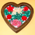 One Large Heart Rose Garden Wooden Candle