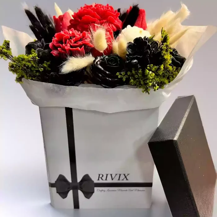 Black & Red Flowers Candle Box - Image 1
