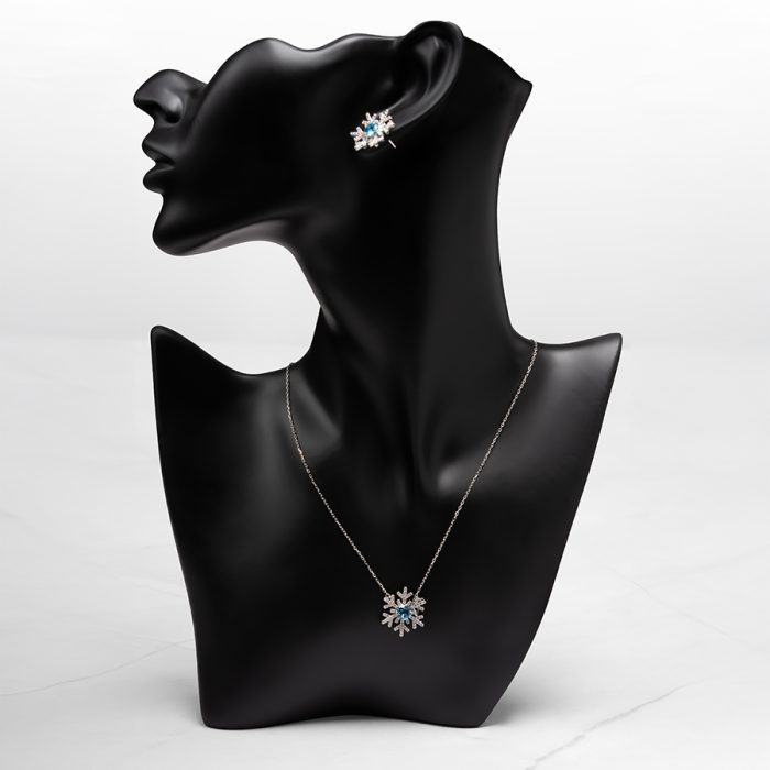 Blue Snowflake Moissanite Jewelry Set