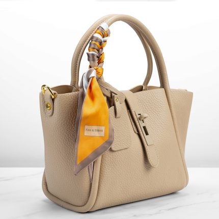 Casual Tote Women's Handbag Oat Color in Leather