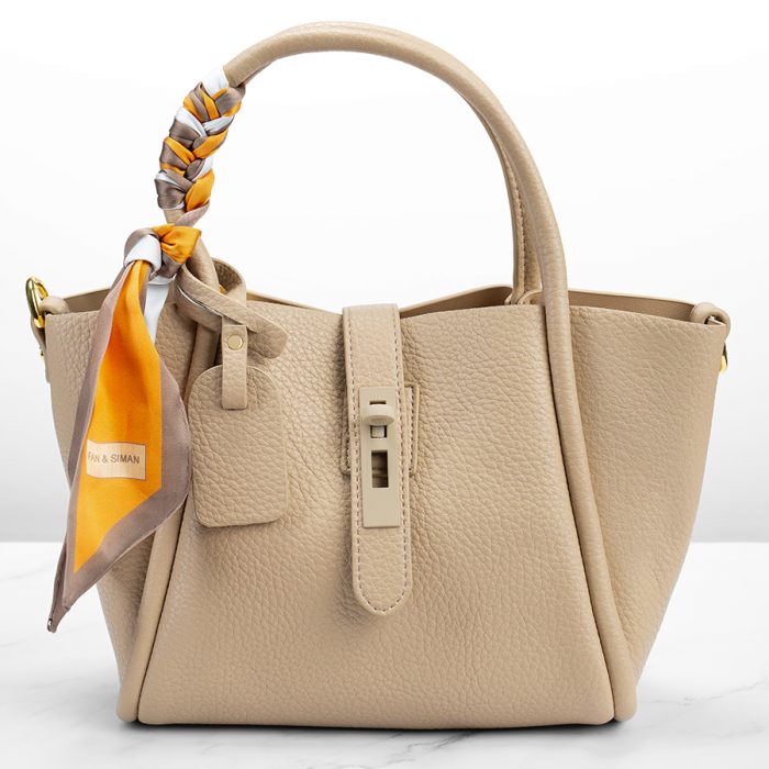 Casual Tote Women's Handbag Oat Color in Leather - Image 2