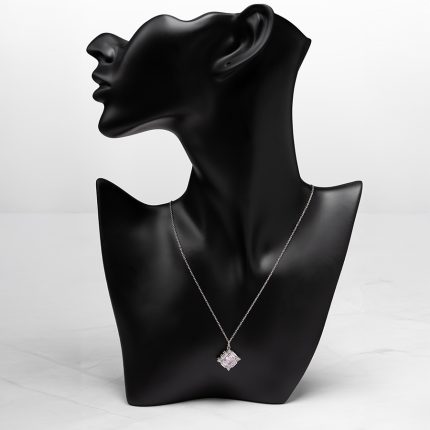 Chic Pink Zirconia Stone Necklace Radium Plated