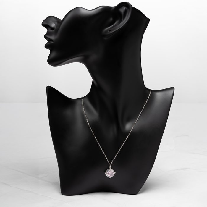 Chic Pink Zirconia Stone Necklace Radium Plated