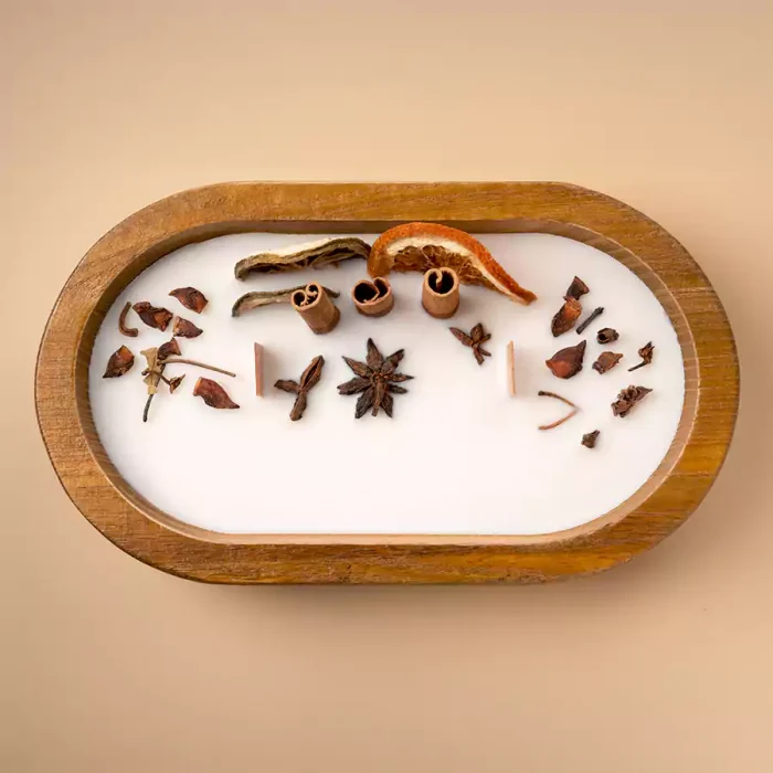 Citrus and herbs wooden candle (2) Citrus and Herbs Wooden Candle