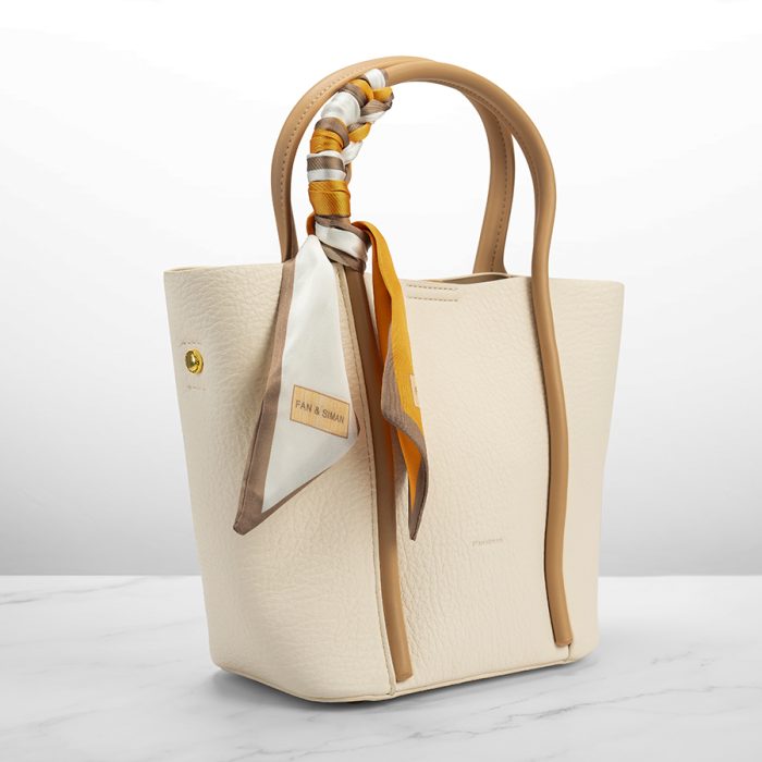 Fancy Tote Women's Handbag with Ribbon - Image 1