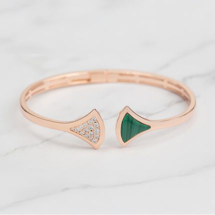 Green Cameo Grace Bangle 18K Gold Plated