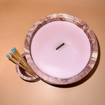 Luxury Rose Marble Jesmonite Candle