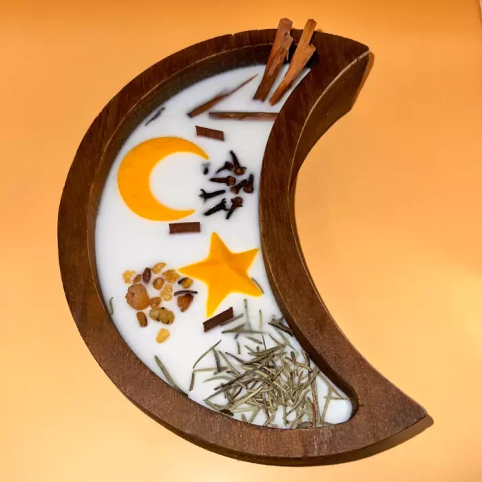 Ramadan Crescent Moon Wooden Candle