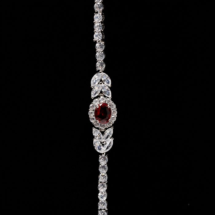 Red Blossom Silver-plated Jewelry Set - Image 3