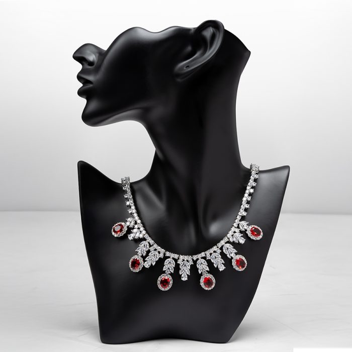 Red Blossom Silver-plated Jewelry Set - Image 5