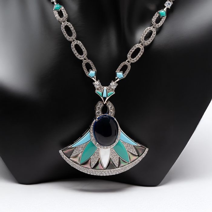 Turquoise Stone Jewelry Set Plated in Brass - Image 3