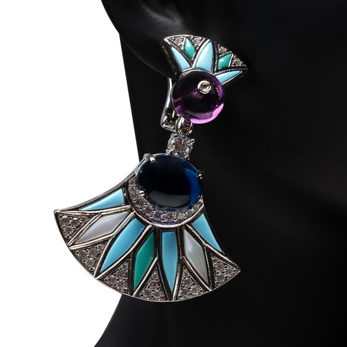 Turquoise Stone Jewelry Set Plated in Brass - Image 4