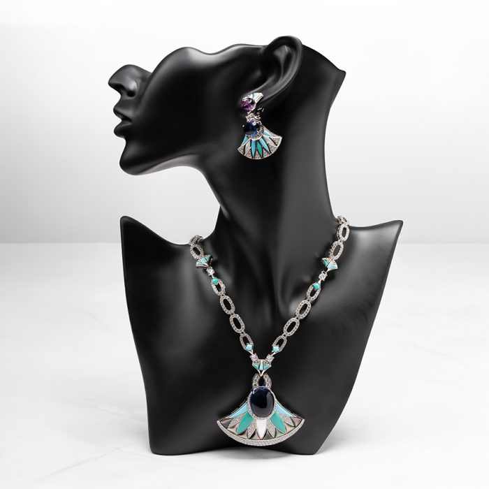 Turquoise Stone Jewelry Set Plated in Brass - Image 1