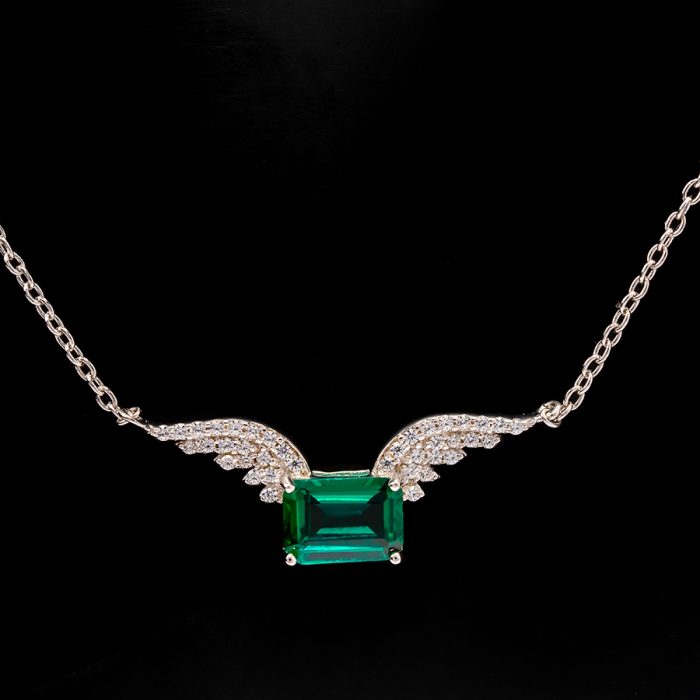 Wings of Emerald Stone Radium Plated Necklace - Image 2
