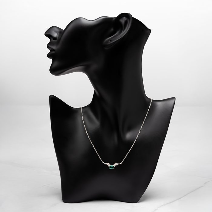 Wings of Emerald Stone Radium Plated Necklace