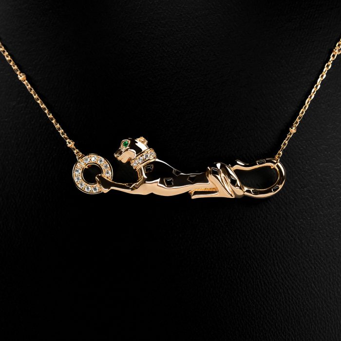 Women’s Black Leopard Necklace 18K Gold Plated - Image 2