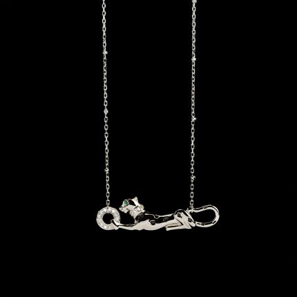 Women’s Black Leopard Necklace Radium Plated