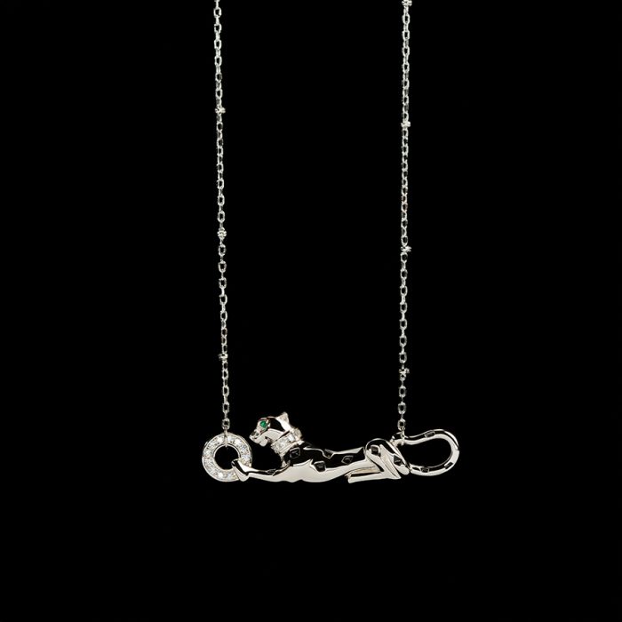 Women’s black leopard necklace Radium plated 01 Women’s Black Leopard Necklace Radium Plated - Image 1