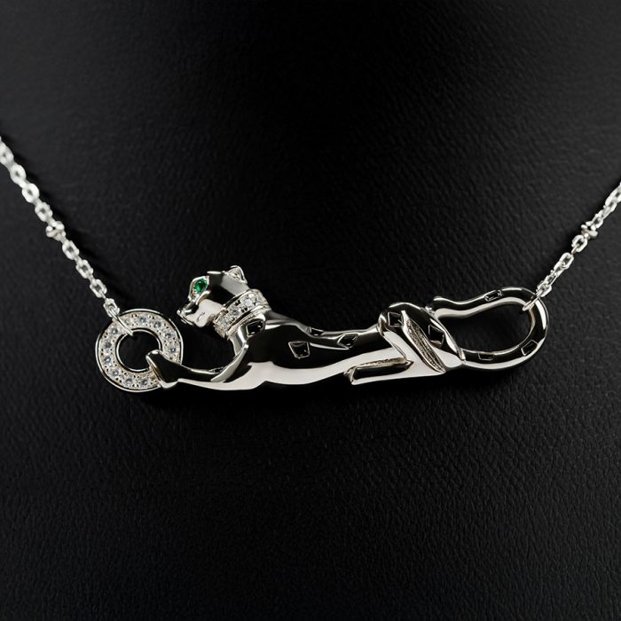 Women’s Black Leopard Necklace Radium Plated - Image 2