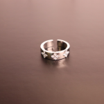 Sleek Silver Bangle & Ring Set with Crystal Accents - Image 4